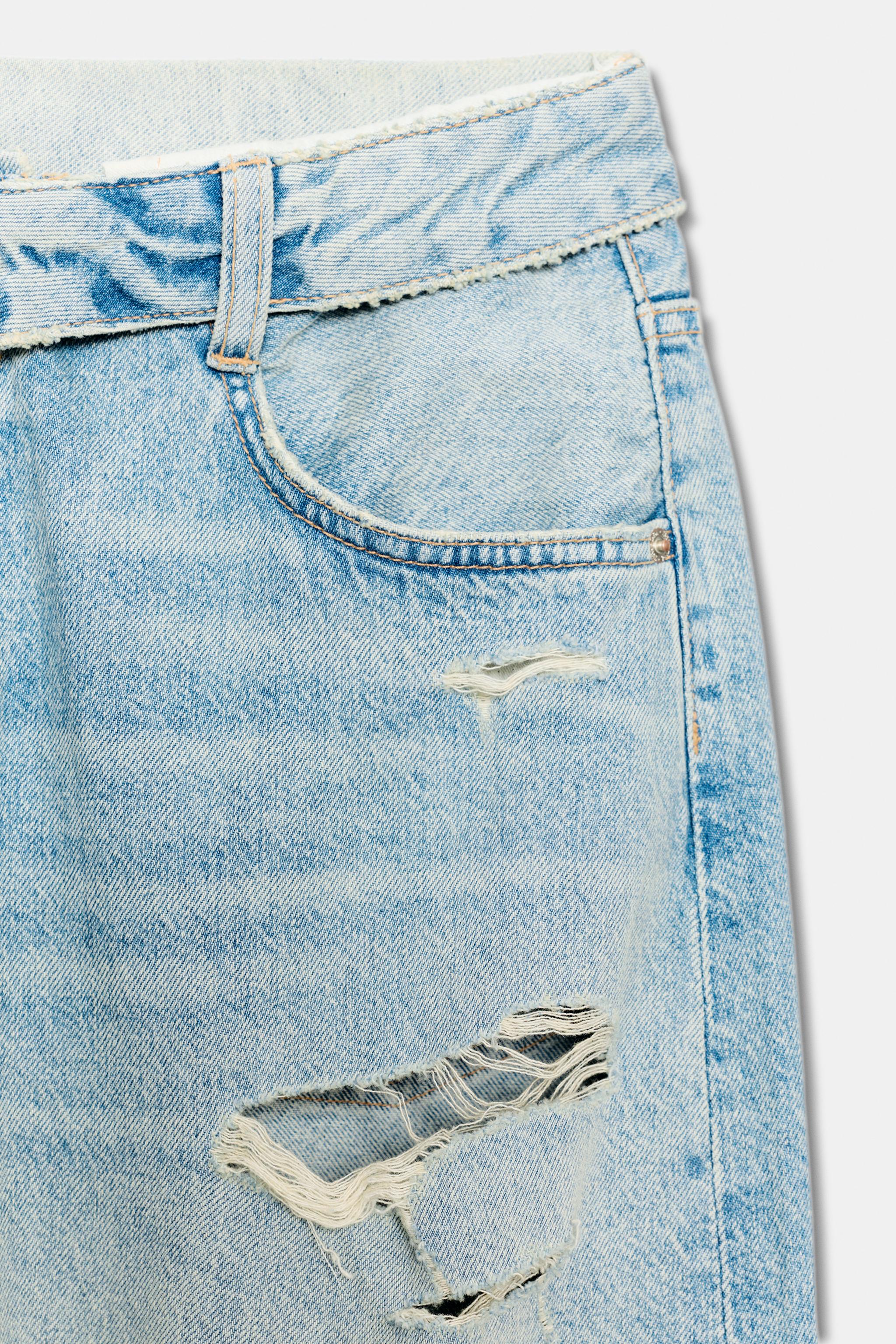 TRF OVERSIZED MID-RISE RIPPED CARGO JEANS